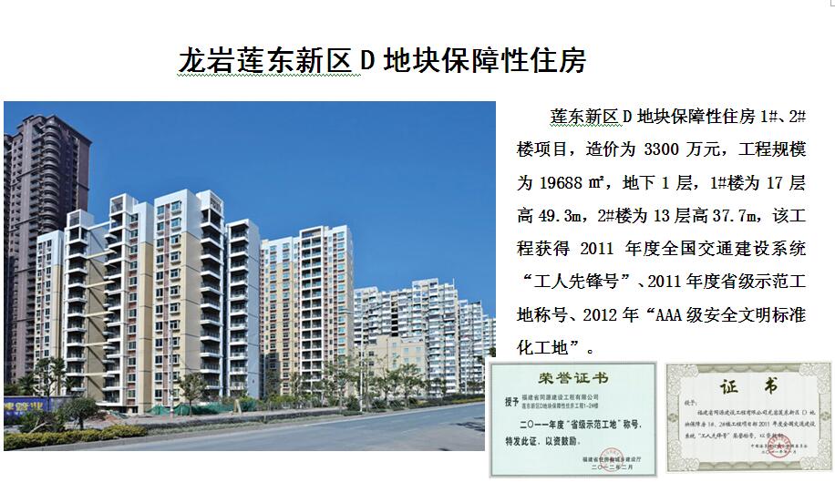 龙岩莲东新区D地块保障性住房工程